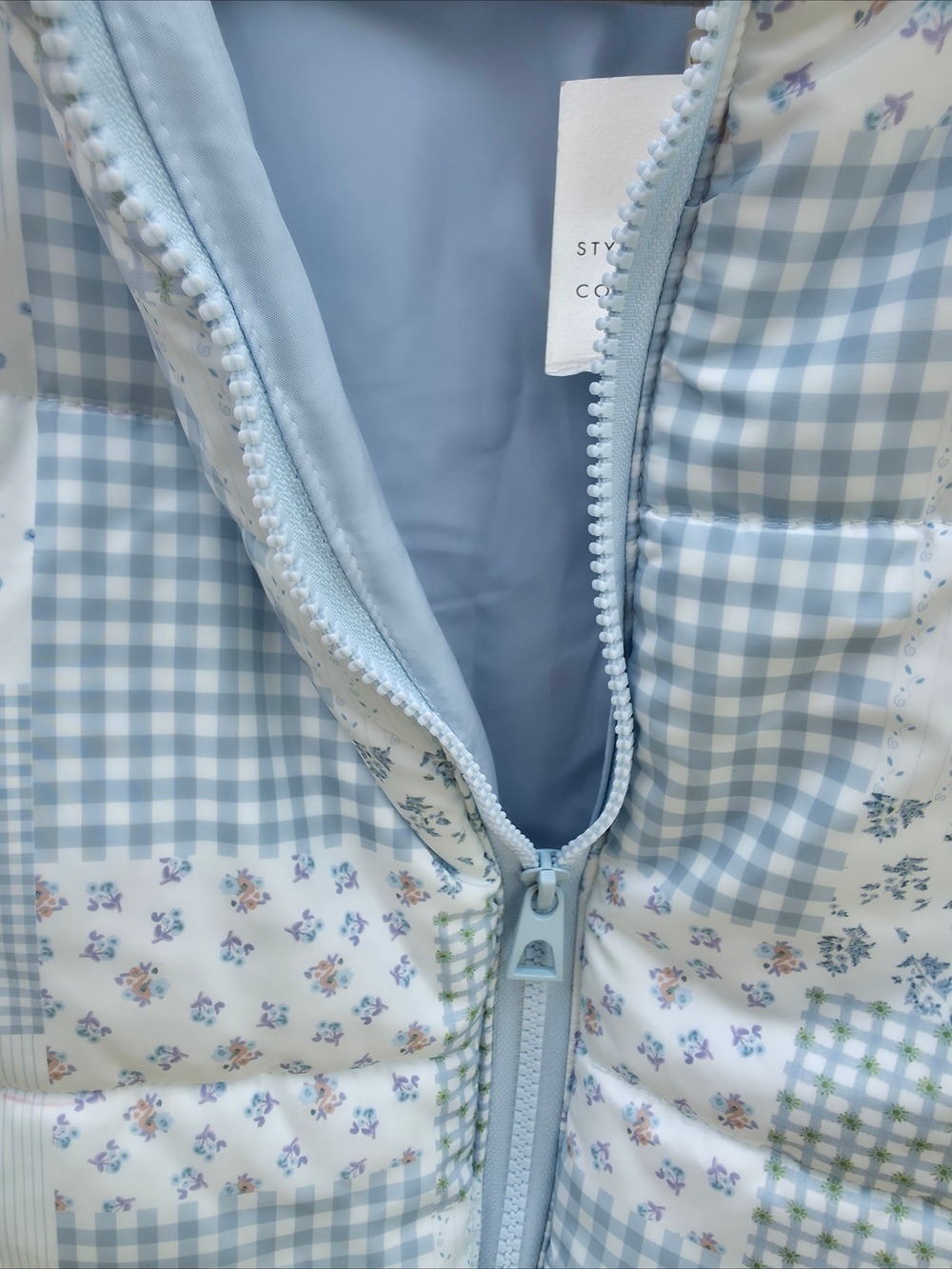 Ashley Light Blue Patch Quilted Vest NWT #JAC14 - Picture 8 of 12
